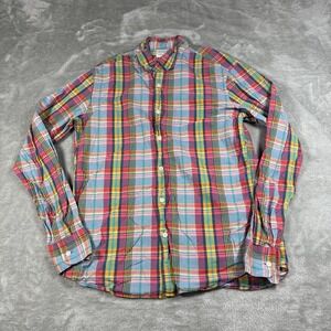 Vintage J Crew Shirt Mens Medium Indian Madras Plaid Button Up Long Sleeve